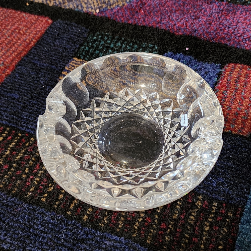 Vintage Round Waterford Crystal Ashtray Glass 5”